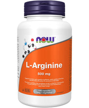 Load image into Gallery viewer, NOW L-Arginine (500 mg - 100 vcaps)
