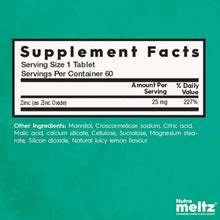 Load image into Gallery viewer, NUTRAMELTZ ZINC 25 mg  (60 Melts)