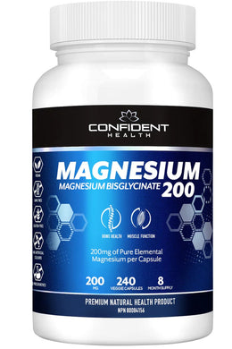 CONFIDENT HEALTH Magnesium Bisglycinate (200 mg - 240 caps)